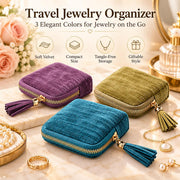3-Pack 2027 New Model Jewelry Zipper Pouch, Travel Jewelry Organizer | 3-Piece Set Soft Velvet Jewelry Case, 6 Individual Pockets, Anti Tangling & Scratching,Travel & Gift Use