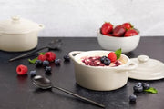 Kook Mini Cocotte, Lids, Handles, Dutch Oven, Set of 4, 12 oz, Ivory | Individual Baking Ramekins, Microwave Dishwasher Safe Stoneware, Small, Bread, Sourdough, Souffle, Casserole