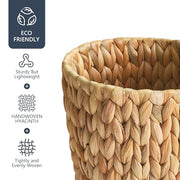 Coeusy Wicker Trash Can,Small Bathroom Trash Can,Water Hyacinth Wicker Waste Basket for Bathroom,Boho Waste Basket for Bedroom,Home Office,Compact Spaces(2 Gallon Round)
