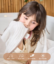 Hooded Kids Bath Towel, 45" x 45" Large Size Beach Towels for Swim Pool | 100% Muslin Cotton Towels, Absorbent Six-Layer Quick Dry Wrap, Age 5-12 Girls Boys(Bear Pattern)
