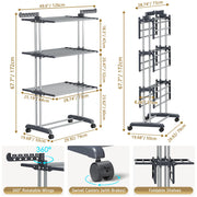Upgraded 4-Tier Clothes Drying Rack, Drying Rack Clothing with Wheels | Large Foldable Laundry Drying Rack, Clothes Rack with Side Hooks for Indoor Outdoor Air Drying, 19.68"D x 29.9"W x 67.7"H