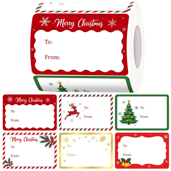 Anwyll Christmas Gift Tags Stickers - 500Pcs 3x2'' Christmas Tags for Gifts | Self Adhesive Christmas Name Tags Stickers Roll Christmas Gift Labels for Present Christmas Wrapping Paper Women Men (Holly)