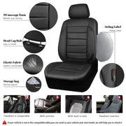 CAR PASS Faux Leather Car Seat Covers Front Seats Only, 3D Foam Support Car Seat Covers, Universal fit for Trucks Vans SUVs Sedans Automotive Comfortable, Airbag Compatible 2 Pieces Front Solid Black