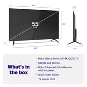 Roku 55-Inch Select Series Smart TV 2026-4K (2160p) QLED TV TV | Flat Screen QLED Television with Voice Remote, Wi-Fi & Bluetooth Headphone Mode - Streaming Live Local News, Sports, & Movies