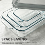 M MCIRCO 6 Piece Extra Deep Glass Baking Dish with Lids, BPA free | Rectangular Glass Bakeware Set, Baking Pans for Lasagna, Casserole Dishes, Microwave, Oven, Freezer, Dishwasher