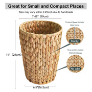 Coeusy Wicker Trash Can,Small Bathroom Trash Can,Water Hyacinth Wicker Waste Basket for Bathroom,Boho Waste Basket for Bedroom,Home Office,Compact Spaces(2 Gallon Round)