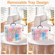 DILIBRA Bead Organizer Box, 5-Tier Stackable 140 Pcs Craft Storage Boxes | Portable Plastic Cases with Lids, Mini Bead Storage Containers for Jewelry Making Bracelets DIY Diamonds Nail Art Charms