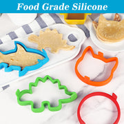 Kamehame Silicone Pancake Molds for Shark, Round, Cat, Dinosaur Shape Pancakes, 4 Pack Nonstick Pancake Shaper for kids, Fun Shapes Cake Ring Mold for Griddle Cooking