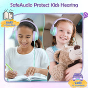 Candy Bila Wired Kids Headphones for School, Over-Ear for Boys Girls | Volume Limiter 85/94dB, HD Stereo Sound, Microphone and Wired Control,Foldable Design, Gradient Purple