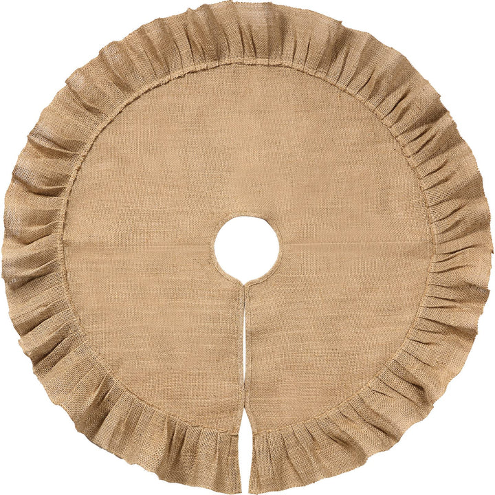 Tatuo 19.7" Christmas Tree Skirt Decor, Ruffled Burlap Tree Skirt, Linen | Fits 27~40 Inch Christmas Tree, Farmhouse Covers Base for Fall New Year Winter Party Indoor Outdoor Holiday Family Home Decor