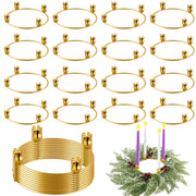 Thyle 20 Pcs Christmas Metal Advent Wreath Rings, Gold Candle Holder | Advent Candle Holder, Christmas Wreath Ring, Xmas Taper Candles Rings Table Candelabra Holder for Church Table Centerpieces