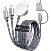 2026 Travel Essentials for Apple Watch Charger,Cruise Vacation Camping Essentials,iPhone Charger,Multi Charging Cable,3 in 2 Charging Docks for iWatch Series 12 11-2/Ultra,iPhone 18 17-12,Car
