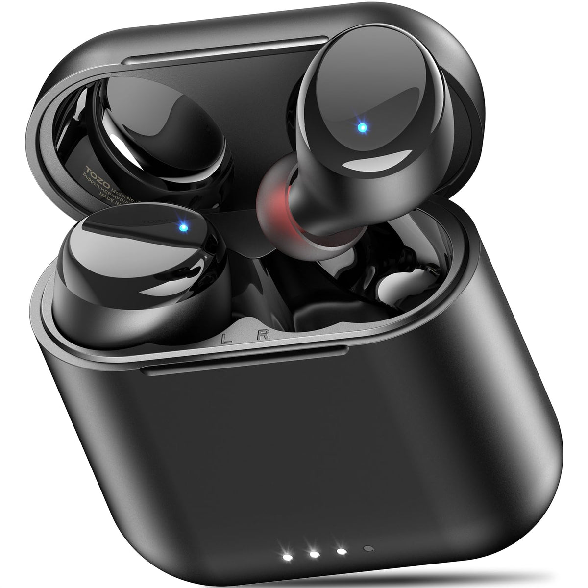 TOZO T6 Wireless Earbuds Bluetooth 5.3 Stereo Sound in Ear Headphones | OrigX Stereo Deep Bass, 40H Playtime, Lighter Ear buds, IPX8 Waterproof, wireless Charging Case, 32 EQs via APP Dark Black