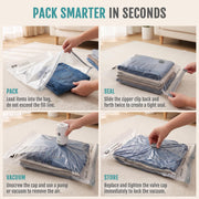 Fygrip Rechargeable Cordless Pump Vacuum Storage Bags, 12 Jumbo | 80% Space Saver Plastic Packaging Bags for Clothes, Travel Luggage & Bedding, Closet Organization