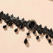 Fesciory Black Necklace for Women, Adjustable Daily Goth Jewelry Gift | Adjustable Fit, Close-Fit Black Necklace, Lace Velvet Beaded or Pendant Styles, Goth 90s Y2K Looks, Halloween & Party Wear