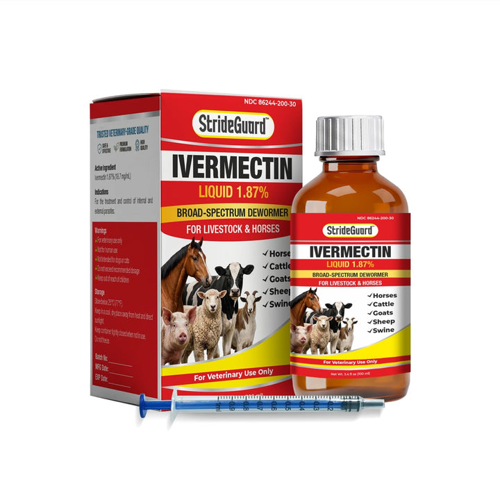 Dewormer for Horse, Dewormer for Goat and Cattle & More, Ivermectin Liquid for All Wormers, Tapeworms, Roundworms & Hookworms