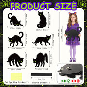 Black Cat Halloween Decorations Outdoor Yard Signs Stakes Scary Silhouette | 6 Pcs Spooky Black Cat Signs with Glow Effect Eyes Lawn Stakes for Graveyard Front Yard Backyard Garden Halloween Party Decor