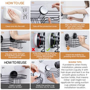 LEVERLOC Shower Caddy Suction Cup, 2 Pack Suction Shower Shelf With Hooks | Black Shower Caddies, Soap holder, NO-Drilling Bathroom Holder, Rustproof bathroom organizer