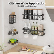 YASONIC Shower Caddy Adhesive, Rustproof Shower Organizer, Wall Shower Rack | Large Capacity Shower Shelves for Inside Shower, Shampoo Shower Holder, Black, 2 Caddies, 2 Soap Dishes, 1 Toothbrush Holder