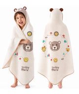 Hooded Kids Bath Towel, 45" x 45" Large Size Beach Towels for Swim Pool | 100% Muslin Cotton Towels, Absorbent Six-Layer Quick Dry Wrap, Age 5-12 Girls Boys(Bear Pattern)