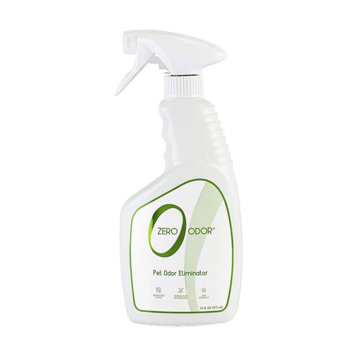 Zero Odor Pet Odor Eliminator Spray for Dog & Cat Urine, Carpet Deodorizer | Enzyme free, Urine Smell Eliminator for Pet Beds, Litter Areas & Furniture, 16 FL OZ