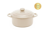 Kook Mini Cocotte, Lids, Handles, Dutch Oven, Set of 4, 12 oz, Ivory | Individual Baking Ramekins, Microwave Dishwasher Safe Stoneware, Small, Bread, Sourdough, Souffle, Casserole
