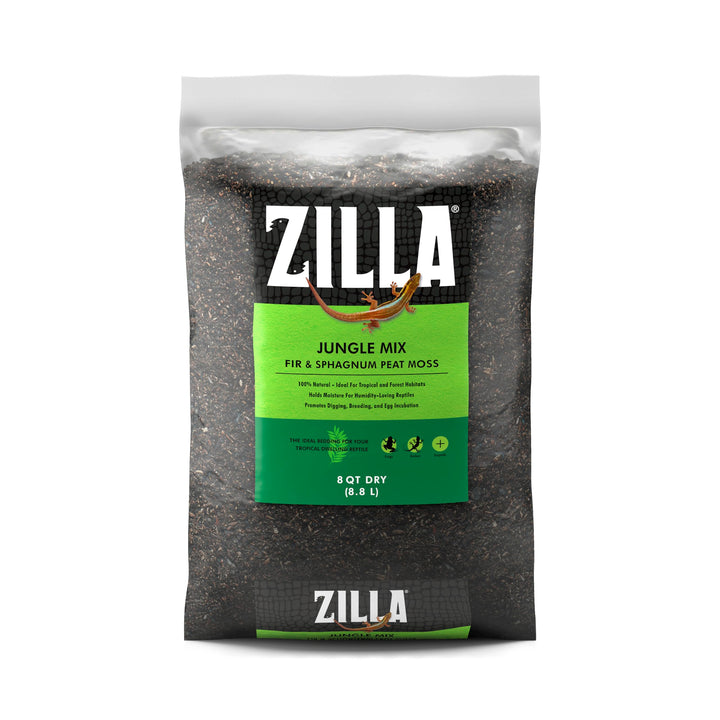 Zilla Jungle Mix Terrarium Substrate Bedding, 8 Quart | Supports healthy humidity, reptile dirt for tropical terrariums, organic blend, soft texture, easy maintenance