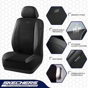 Skechers Air-Cooled Memory Foam Seat Covers,Mesh Thick Car Seat Covers,Piping Leather Car Seat Covers Front Seats,Airbag Compatible,Automotive Comfort Universal FitMost Cars,Vans,Truck,SUV,Black