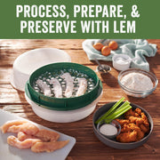 LEM Products Batter Bowl with Lid, Plastic, Translucent and Green | Mess-Free Meat Prep Bowl, Shake to Season Food, Great for Breading, Seasoning, Flour, Chicken, Meat, Seafood, Vegetables