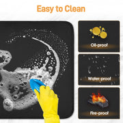 Amerbro 2 PCS Heat Resistant Mats for Countertop Air Fryer, 18x15in, Black | 1022 ℉ Fireproof mat, air fryer accessories for ninja, cosori, waterproof hot pads for kitchen toaster, oven, coffee maker
