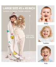 Hooded Kids Bath Towel, 45" x 45" Large Size Beach Towels for Swim Pool | 100% Muslin Cotton Towels, Absorbent Six-Layer Quick Dry Wrap, Age 5-12 Girls Boys(Bear Pattern)