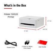 Canon PIXMA TS6520 Wireless Color Inkjet Printer, Duplex Printing, Copier/Scanner, 1.42" OLED Display, Compact, White