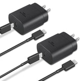 Type C Charger Fast Charging 2-Pack 25W Long 6FT USB C Cable | USBC Charger Block Compatible with Galaxy S26 S25 S24 S23 S22 S21/iPhone 17/16/16 Pro Max/15/15 Pro Max/15 Plus-Black