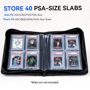 Graded Card Binder 4 Pocket, Holds 40 PSA Slabs for PSA CGC CSG Slabs, J254 | Waterproof Premium PU Leather,Ringless Side Loading, Acid-Free PVC-Free Pages for MTG, TCG, Anime Game & Sports Cards