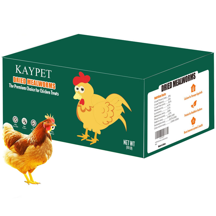 KAYPET Dried Mealworms 10LB Meal Worms for Chicken Ducks and Wild Birds | Pure Natural Non-GMO High Protein Chicken Feed