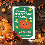 LiuuLi Halloween Birthday Card Gift for Her Him Women Men with Envelope | Halloween Themed Birthday Card with Spooky Pumpkin Design, Message Inside, Envelope Included, Perfect for October Birthday