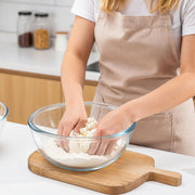 6 QT Large Glass Mixing Bowl with Lid for Sourdough Bread Making & Proofing | Thick Glass Salad Bowl Extra Large Glass Bowl for Baking Food Prep Dishwasher Microwave Freezer Safe Clear Dough Rising