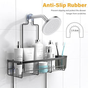 Hanging Shower Caddy Over Showerhead - Rustproof No Drill Shower Organizer | Includes Soap Holder and Hooks for Shampoo, Conditioner, and Bathroom Essentials with Quick Drainage Design