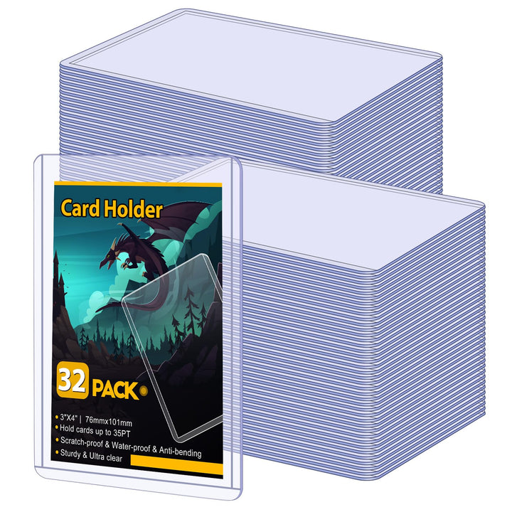 Sooez 32 Card Sleeves Hard Plastic Card Holder for Trading Card 3"x4", 35PT | for Baseball Card, Rigid Card Protector, Penny Sleeves for Collectible Game Cards, Premium Standard Size Sports Football Card