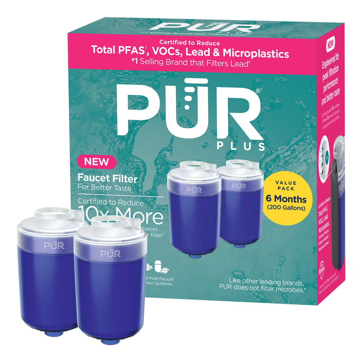 PUR PLUS Faucet Mount Replacement Filter 2-Pack, Lead Reduction, RF99992 | Mineral core technology, filters water over natural minerals, crisp taste, up to 6-month supply