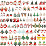 SANNIX 110Pcs 55 Pairs Christmas Charms Gold Enamel Jewelry Pendants for Holiday Xmas Earring Bracelet Necklace Craft Making