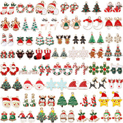 SANNIX 110Pcs 55 Pairs Christmas Charms Gold Enamel Jewelry Pendants for Holiday Xmas Earring Bracelet Necklace Craft Making