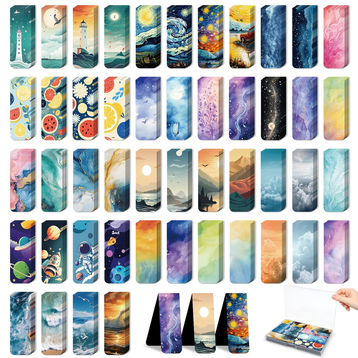48 Pieces Magnetic Bookmarks Magnet Page Markers – Cute Magnet Bookmark Clips with Storage Boxes – Bookmarks for Reading Women & Men – Christmas Gifts & Teacher Gifts