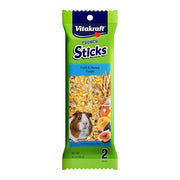 Vitakraft Crunch Sticks Guinea Pig Treat Fruit & Honey Flavor - 2 Sticks | Real Dried Fruit, Sweet Honey Coating, Natural Wood Center, Encourages Foraging Chewing, 2 Count Pack