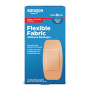 Amazon Basic Care Flexible Fabric Adhesive Bandages, XL (2 in x 4 in), Non-Stick Pad for Cuts & Scrapes, 4-Sided Seal, 10 Count