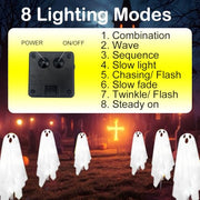 Solar Halloween Ghost Pathway Lights - 6Pack Waterproof Ghost Lights with 8 Modes for Outdoor Yard Porch Garden Lawn Halloween Pathway Decor, White