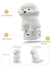 L LOHAS LED Plug in Night Light for Kids, 3D Cute Puppy Night Light | Dusk to Dawn Sensor, RGB+Soft White 3000K Dog Night Light, Christmas Birthday Gift Nightlight for Kids, Room Decor