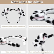 Beviliu Dalmatian Dog Ears Headband - Realistic Puppy Hairband Fluffy Adult Dogs Costume for Halloween Party Cosplay Washing Makeup