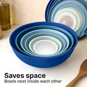 Zulay Kitchen 12 Piece Plastic Mixing Bowls with Lids Set - Leak-Proof Microwave & Freezer Safe Stackable Mixing Bowl Set for Preparing, Serving and Storing - Non-Slip Large Nesting Bowls (Blue Ombre)