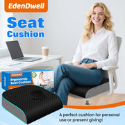 Seat Cushion, Office Chair Cushion, Chair Pad, Large, Black, Large | Memory Foam, Washable Cover, Non-slip Bottom, Portable Handle, for Office, Home and Car